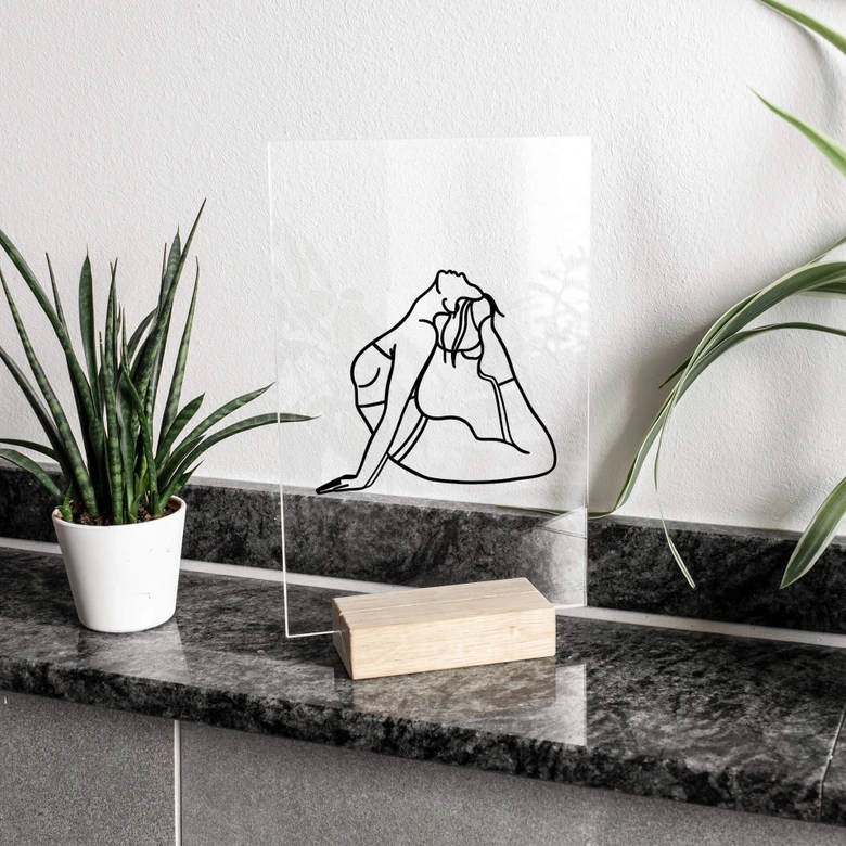 Tischaufsteller Yoga - Königskobra Line Art 