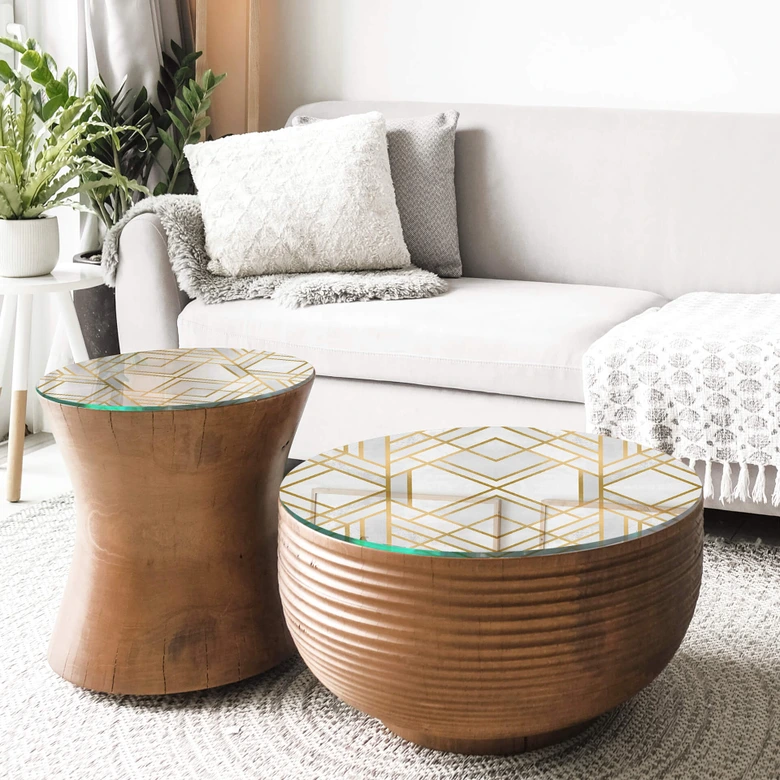 Glazen Tafelblad Fredriksson Rond - Art Deco 