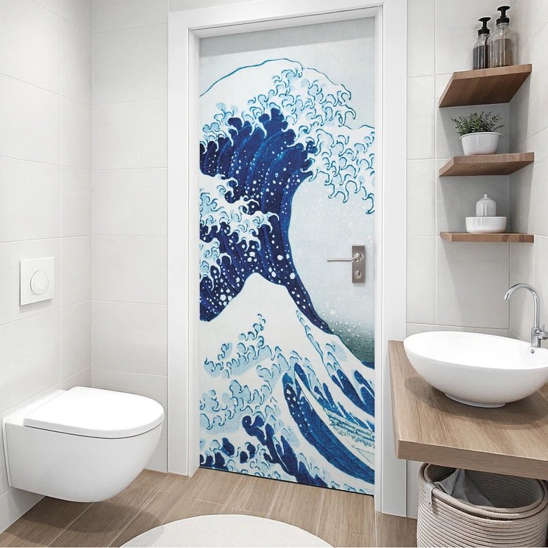 Door film The Great Wave of Kanagawa - Hokusai - Self-adhesive door decoration 