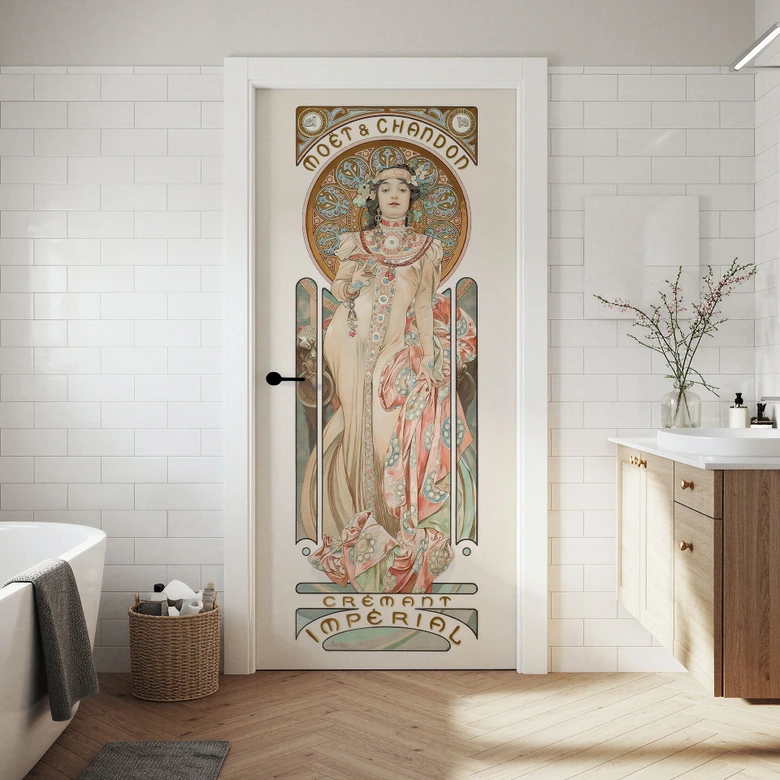 Moët and Chandon Dry Imperial door film - Mucha - Self-adhesive door decoration 