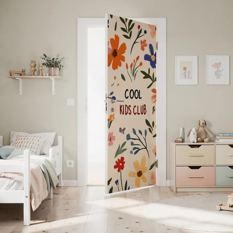 Türfolie Kinderzimmer - Cool Kids Club Bunte Blumen - Treechild 