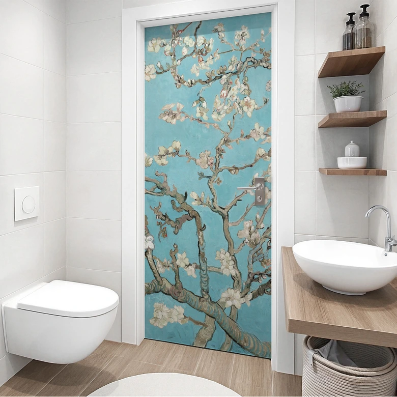 Almond blossom door foil - van Gogh - Self-adhesive door decoration 
