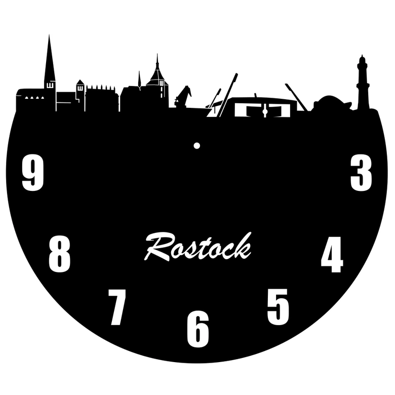 Muursticker Klok Rostock Skyline 