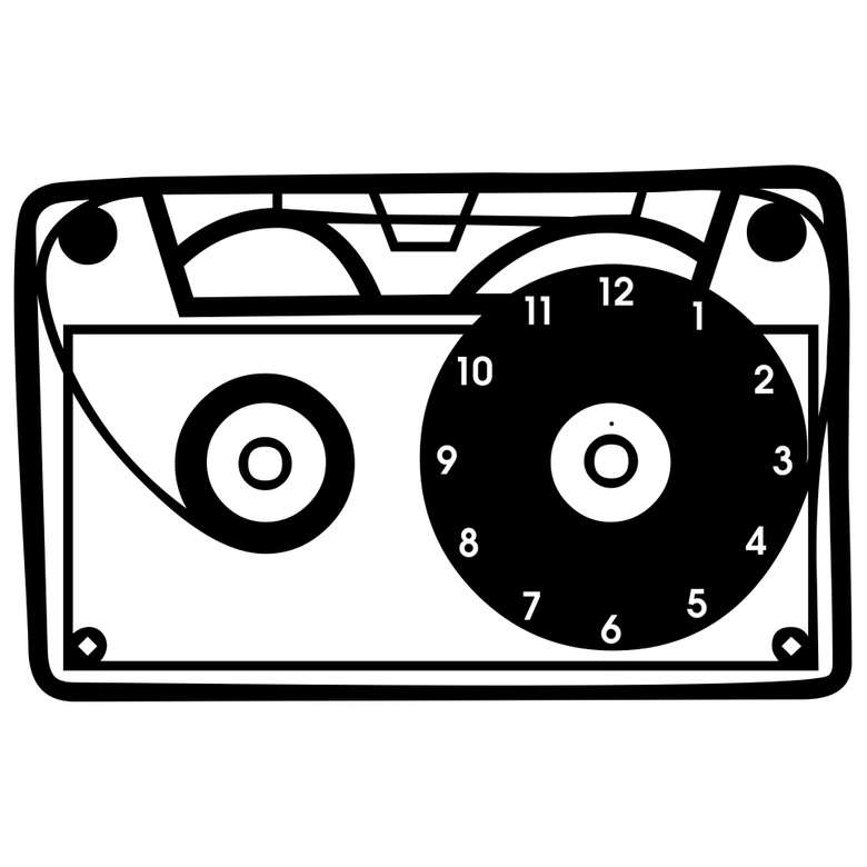 Muursticker Cassette + Klok 