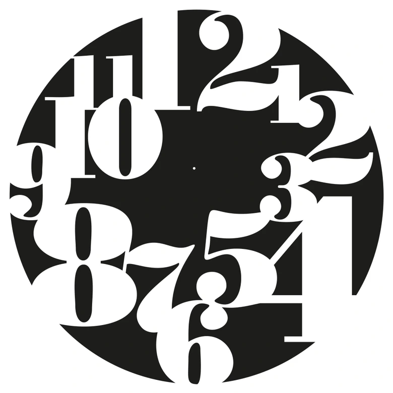 Muursticker Typografie Negatief met Klok 