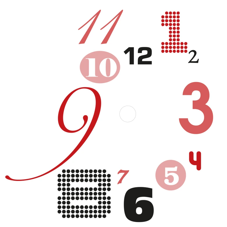 Muursticker Typografie met Klok 