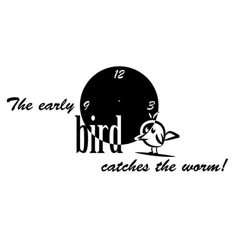 Muursticker The early bird + klok 