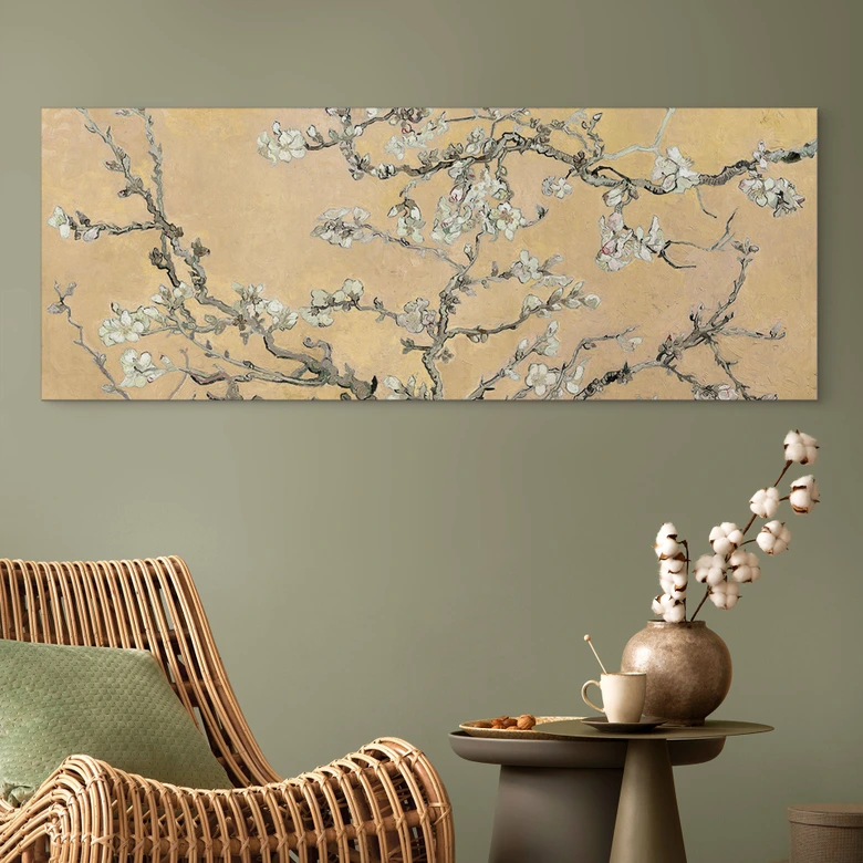 Wandbild van Gogh - Mandelblüte - creme - Panorama - Alu-Dibond 