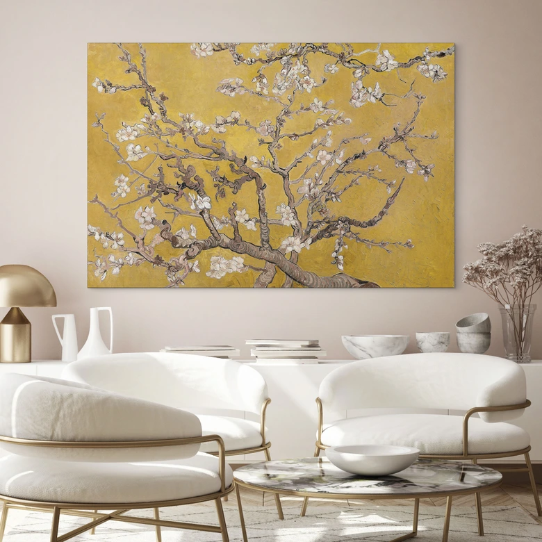 Wandbild van Gogh - Mandelblüte - ocker - Alu-Dibond 
