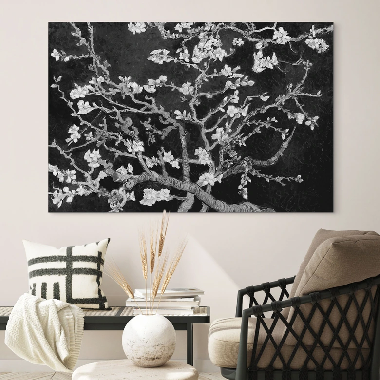 Wandbild van Gogh - Mandelblüte - schwarz - Alu-Dibond 