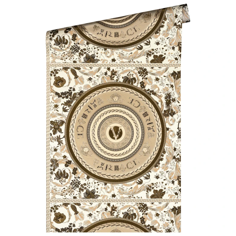 Versace Home florale Designer Tapete Braun Gold Luxus Vliestapete mit Blumen 