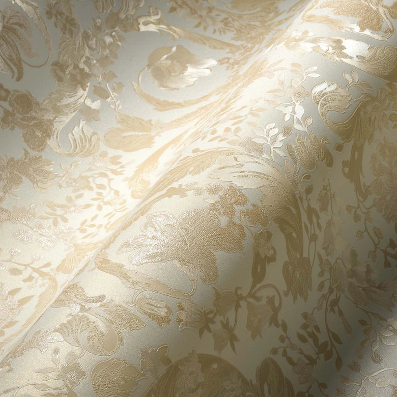 Versace Home Vliestapete Blumen florale Luxus Designer Tapete Beige Creme  