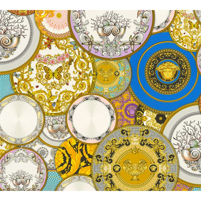 Versace wallpaper Vliestapete Les Etoiles de la Mer 2 gold, blau, violett 