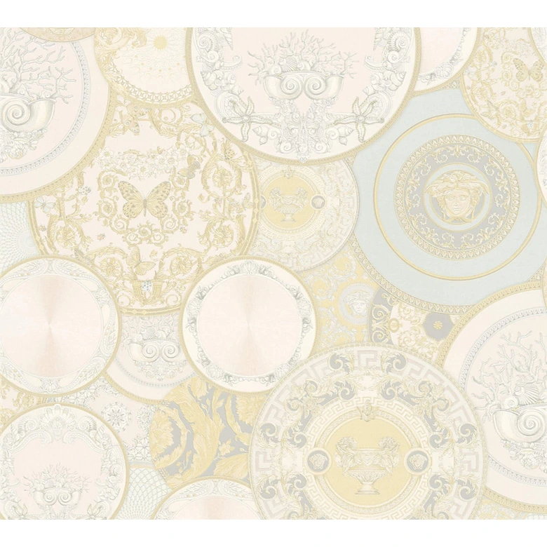Versace wallpaper Vliestapete Les Etoiles de la Mer 2 gold, silber, creme 