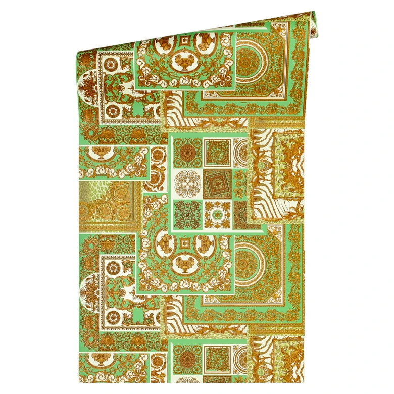 Versace Papier peint de designer -  or, Vert 