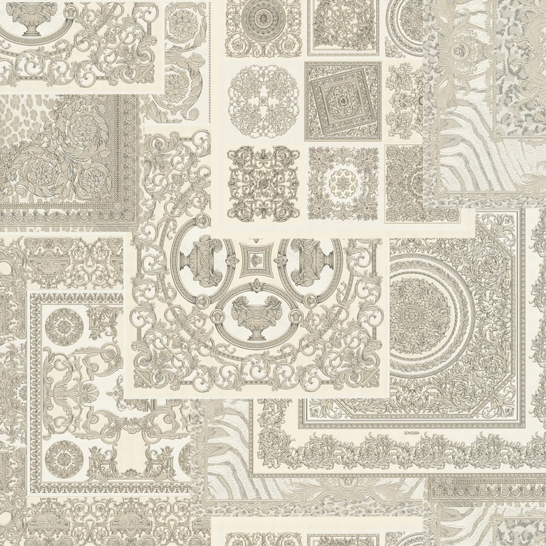 Versace Papier peint de designer - argent, Gris 