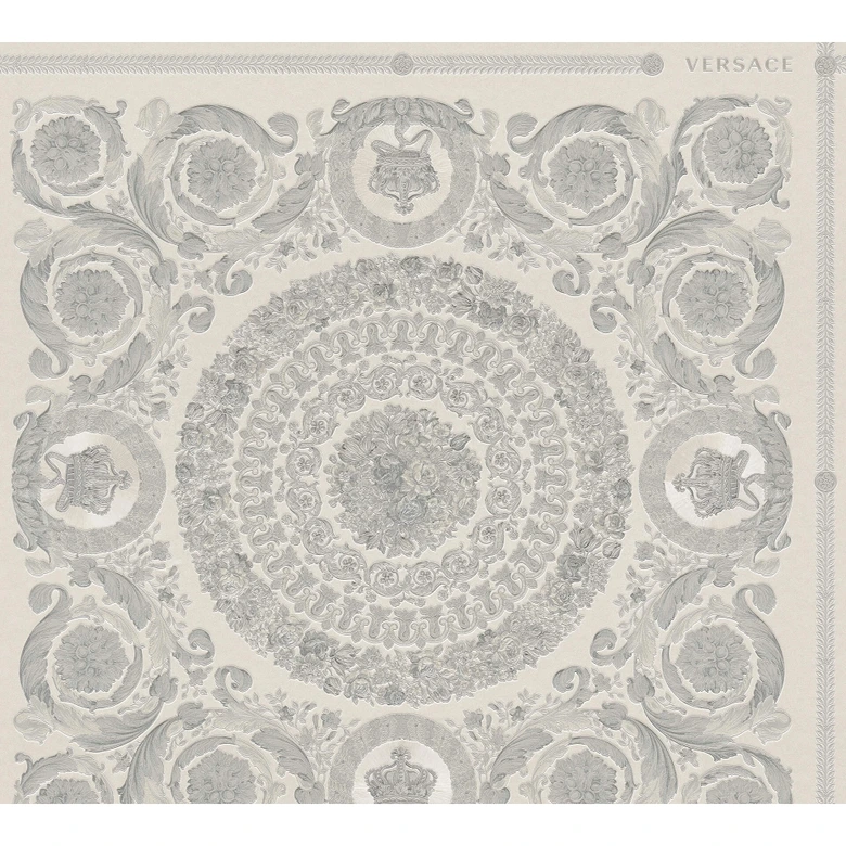 Versace wallpaper Vliestapete Heritage Barocktapete mit Ornamenten silber, grau 