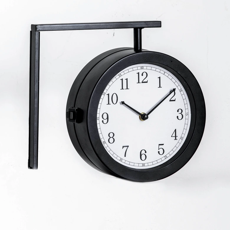 Bahnhofsuhr im Vintage Style aus Metall, schwarz | 28x25,3 cm 