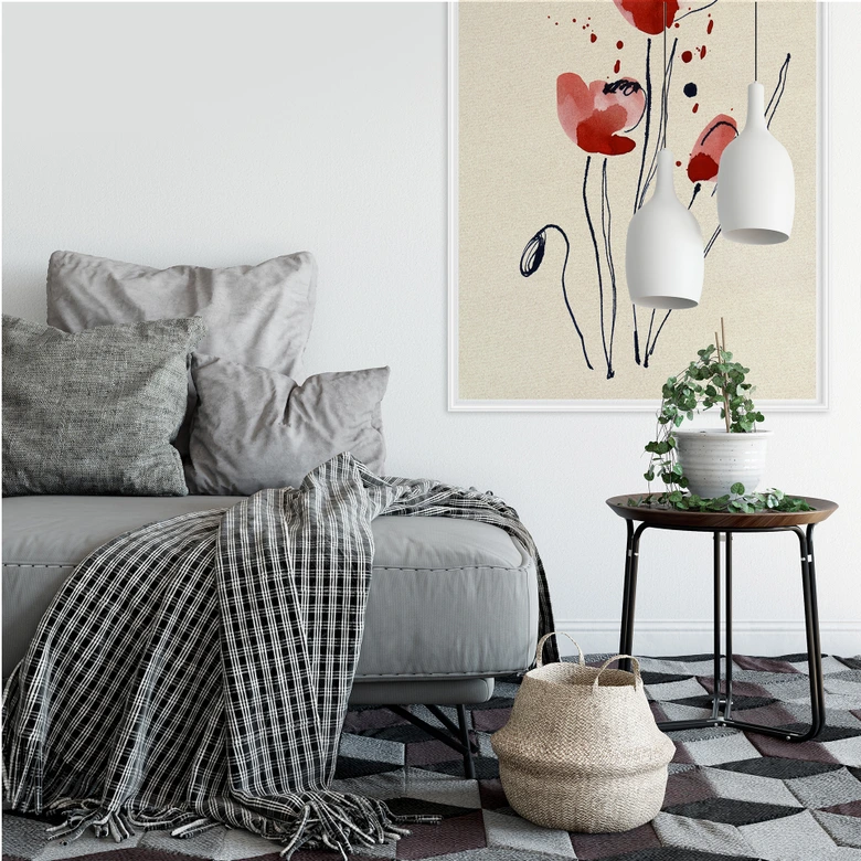 Wallprint - Illustrierte Mohnblume 