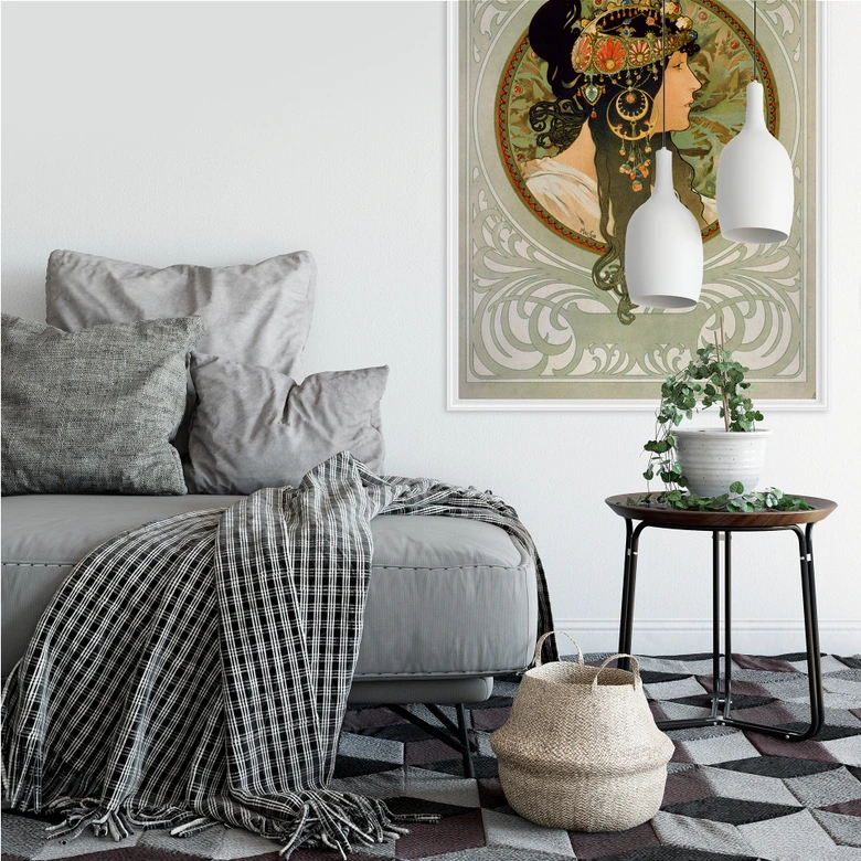 Wallprint - Mucha - Die Brünette 
