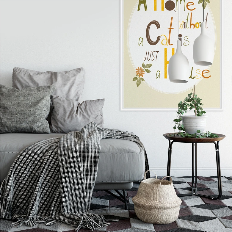 Wallprint Loske - A Home without a Cat is just a House 