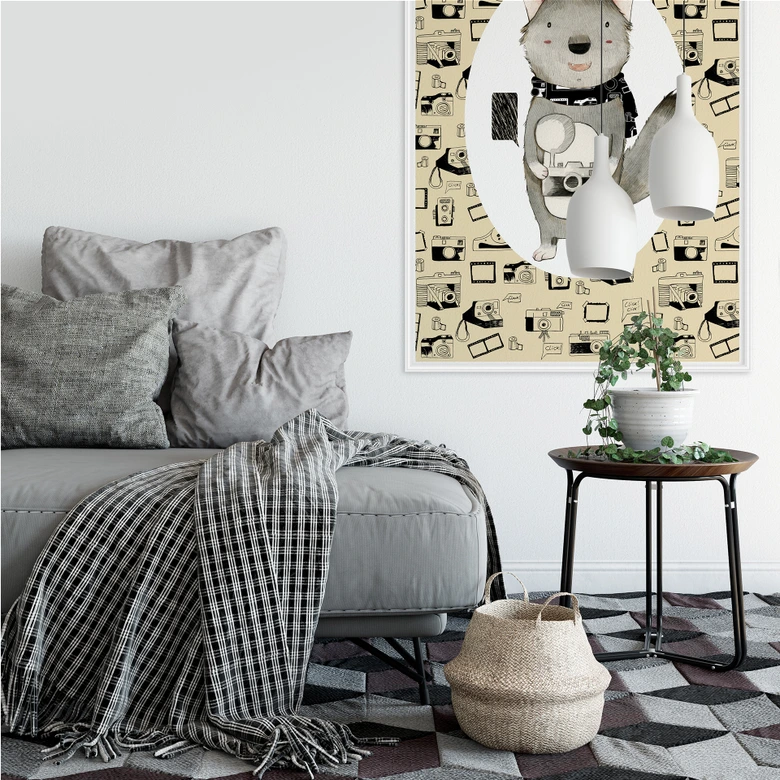 Wallprint Loske - Wolf mit Kamera 