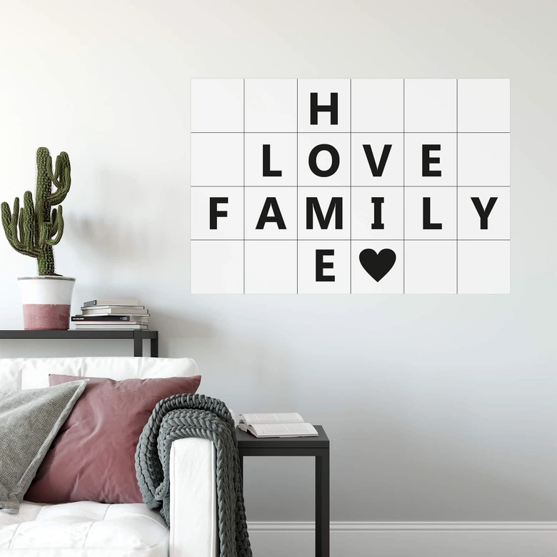 Wallprint mit Raster - Home Love Family 