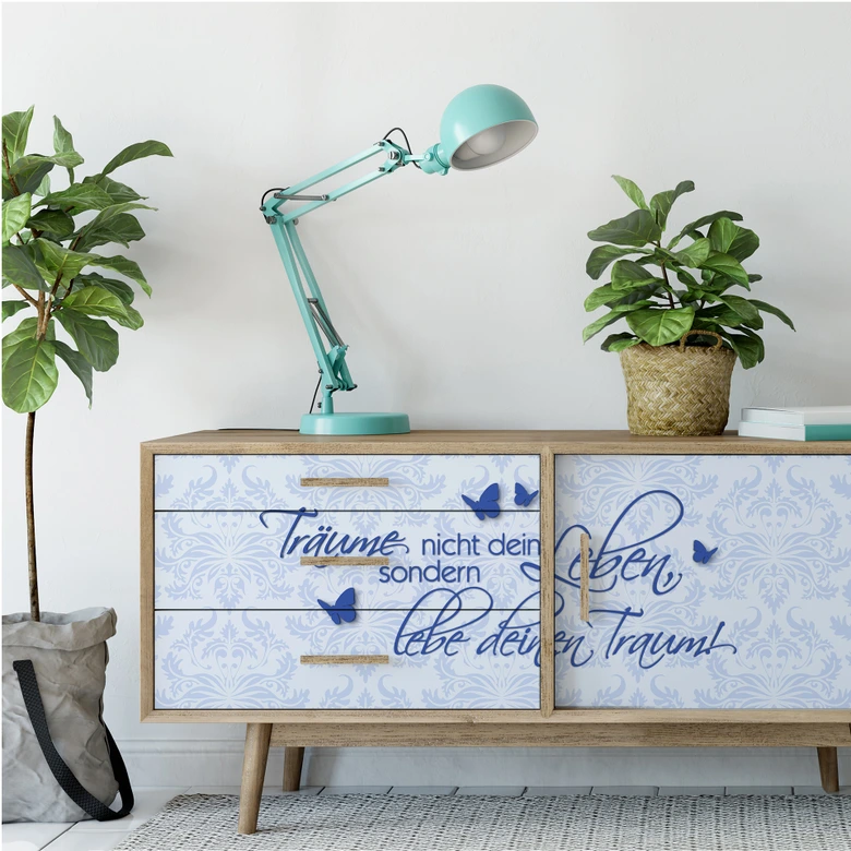 Wallprint - Träume nicht dein Leben... Blau - Panorama 