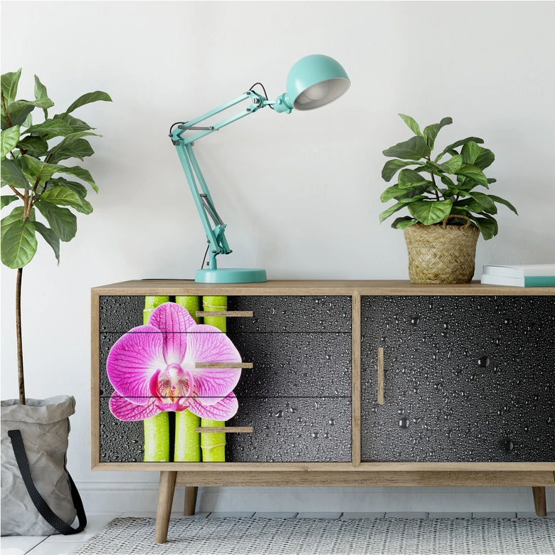 Wallprint W - Orchid and Bamboo - Panorama (horizontal) 