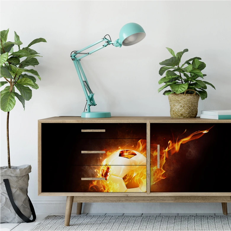 Wallprint Fußball in Flammen - Panorama 