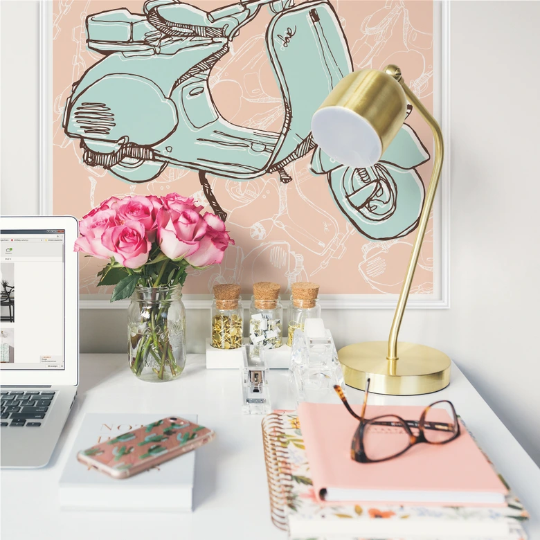 Wallprint - Illustrated Vespa - quadratisch 