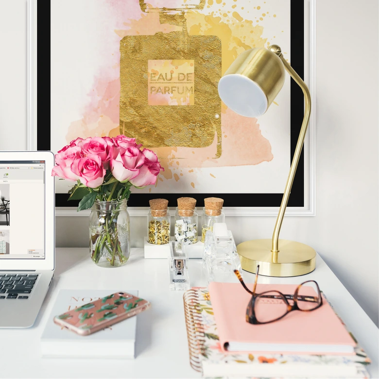 Wallprint - Eau de Parfum Aquarell - Gold 