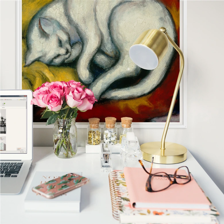 Wallprint - Marc - Die weiße Katze - quadratisch 