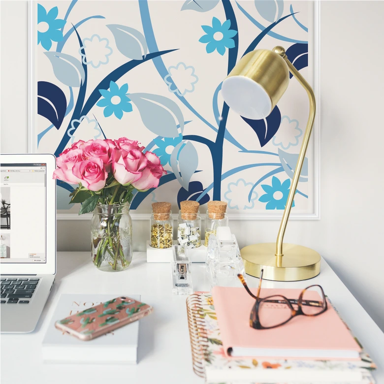 Wallprint W - Blumengarten blau 