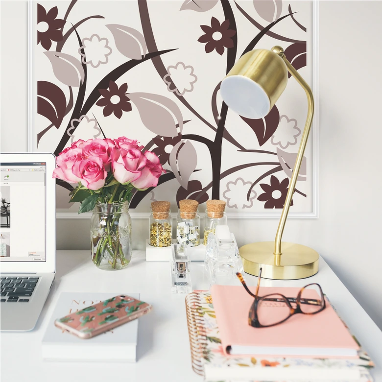 Wallprint W - Blumengarten braun 