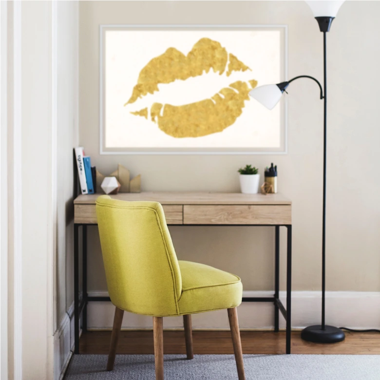 Wallprint - Gold Lips 