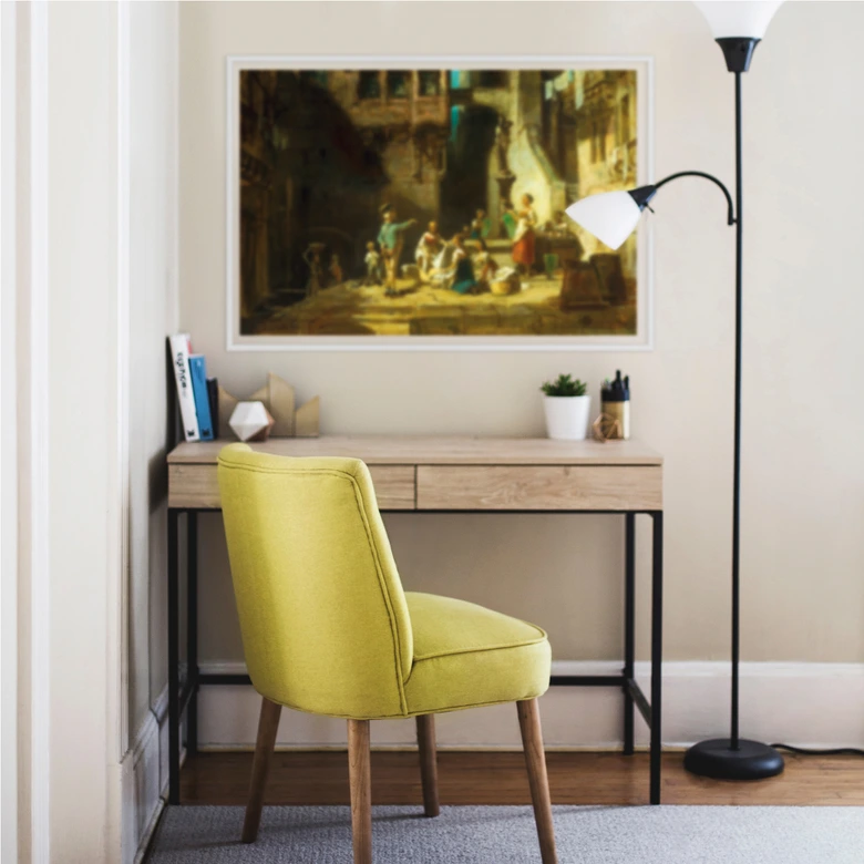 Wallprint - Spitzweg - Wäscherinnen am Brunnen 
