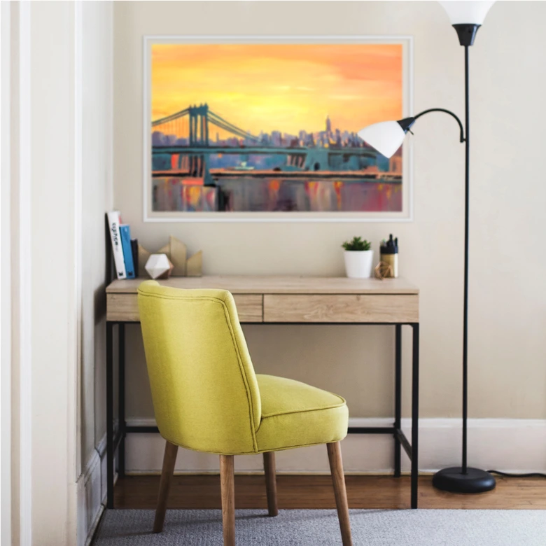 Wallprint Bleichner - Blue Manhattan Skyline withBridge and Vanilla Sky 