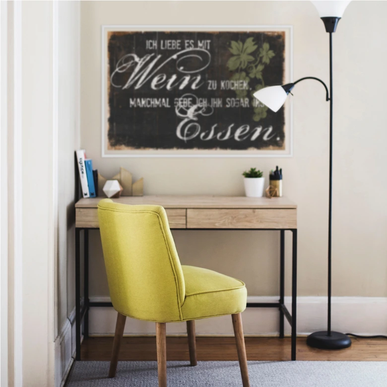 Wallprint Ich liebe es mit Wein zu kochen 