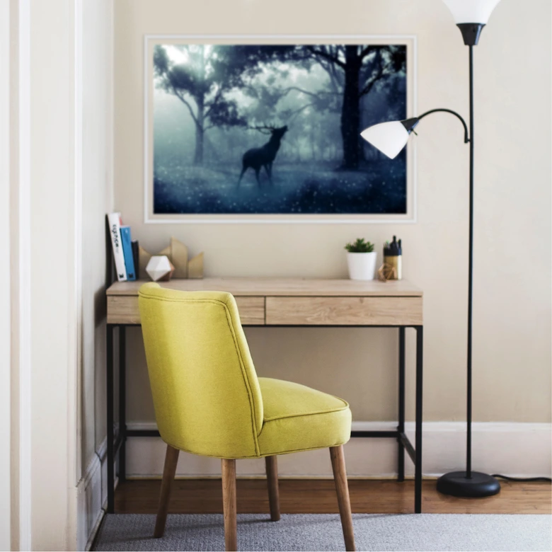 Wallprint Hirsch im Morgenwald 