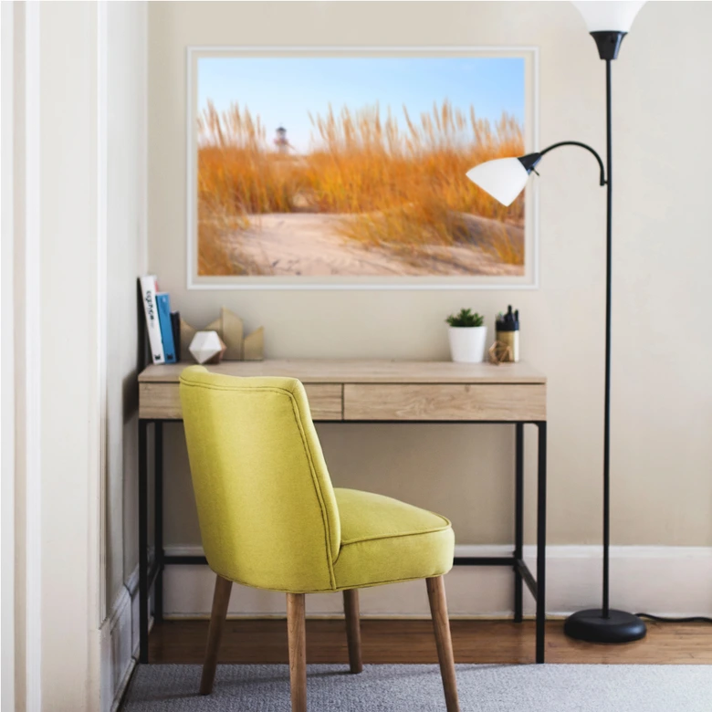 Wallprint - Leuchtturm im Strandfeld 