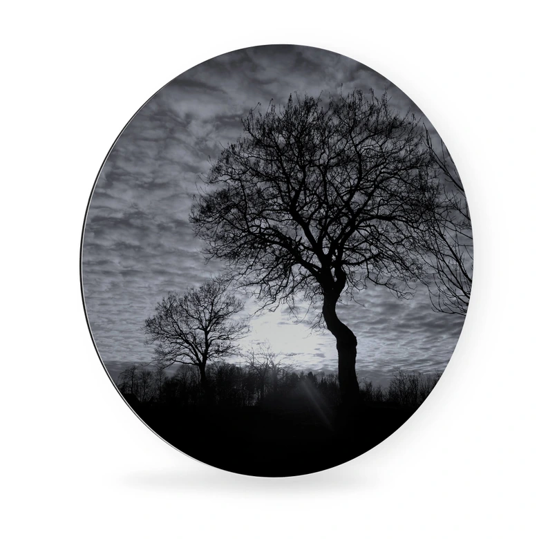 Alu-Dibond Black and White Sunset - Rund 
