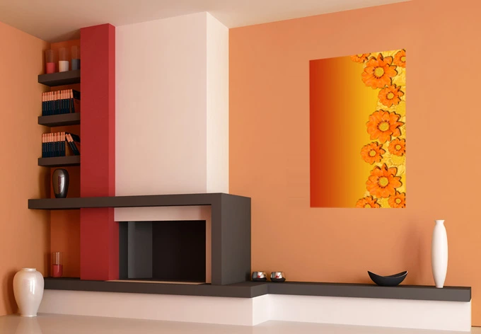 Muurprints Oranje Bloemen 