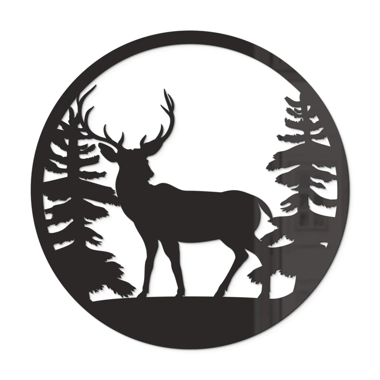 Acryldeko Hirsch im Wald 