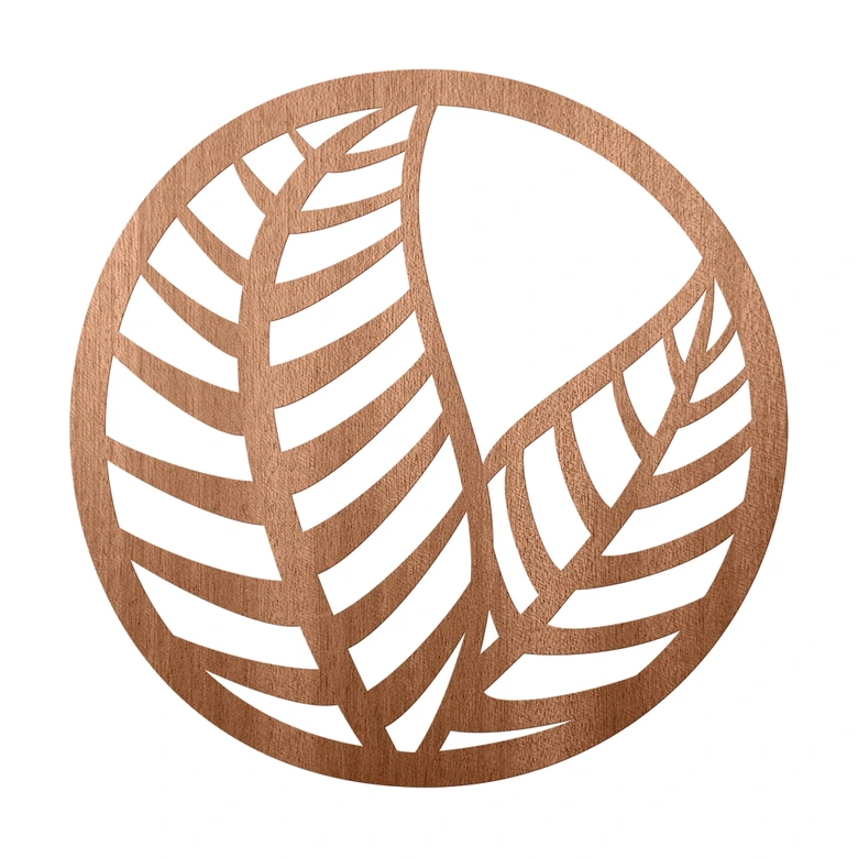 Holzdeko Blätter im Kreis - Mahagoniholz 