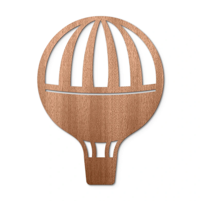 Decoración en madera caoba - globo atado 