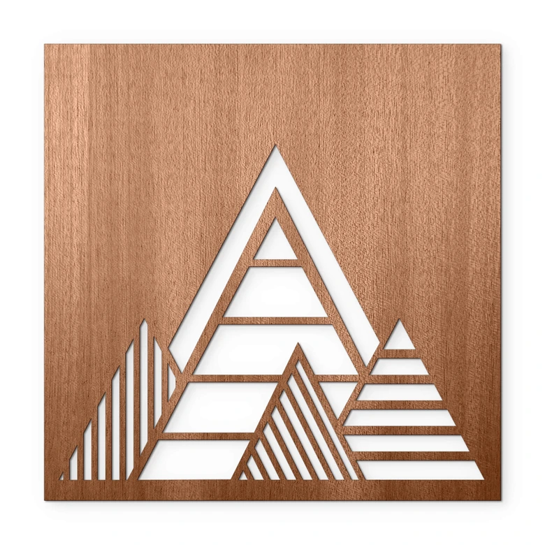 Holzdeko Mahagoni - Geometrische Berge 
