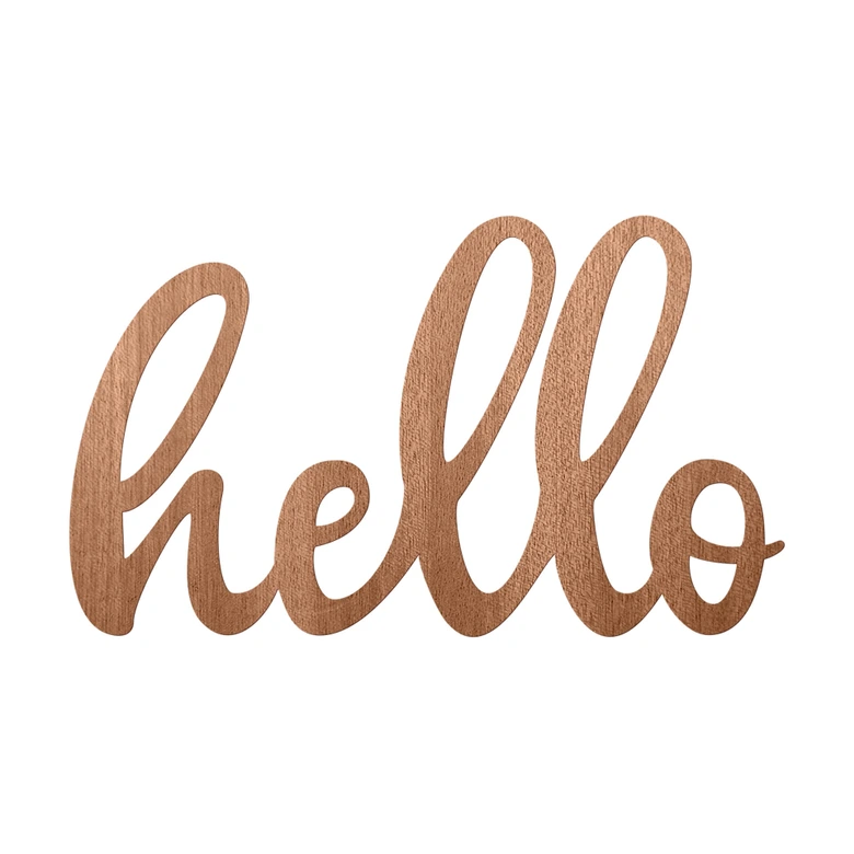 Houten Wanddecoratie Mahoniefineer - Hello 