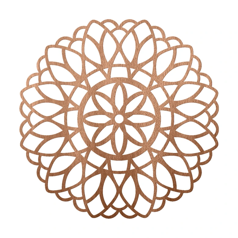 Holzdeko Mahagoni - Mandala Blume des Lebens - Rund 