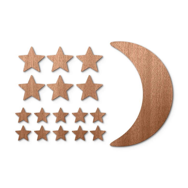 Decoro in legno - Luna e stelle 